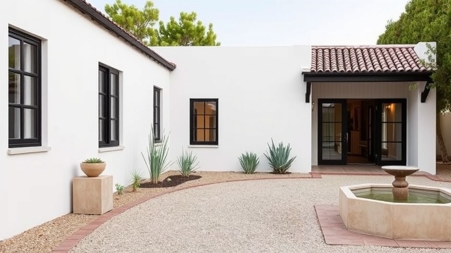 Modern farmhouse at The Ranch Malibu features white stucco walls and serene spa elements.