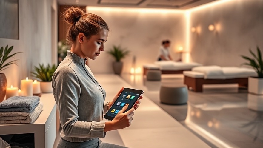 Modern day spa scene with tablet showcasing best business apps for spa owners.