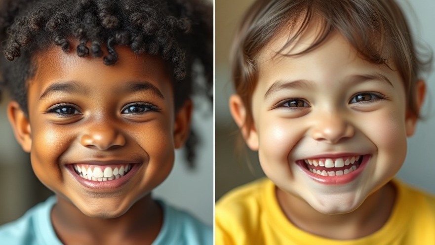 Comparing smiles: one child with cavities, another demonstrating healthy teeth, highlighting dental health concerns in the fluoride debate.