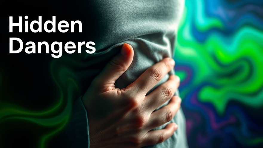 Worried person clutching stomach with vibrant colors, highlighting seed oils and liver health.