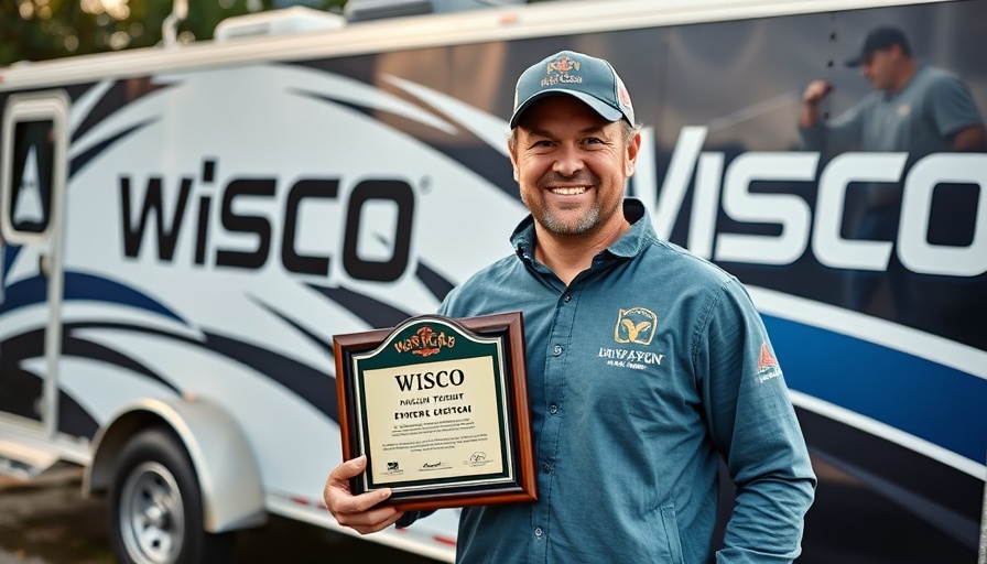 Angler celebrating WISCO Bass Championship win with plaque.