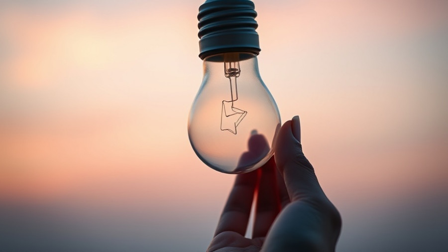 Hand holding light bulb against a pink and blue sky, symbolizing ideas for optimizing your LinkedIn profile.