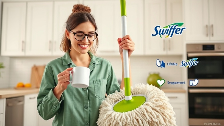 TikTok affiliate marketing scene with Swiffer mop and curious woman