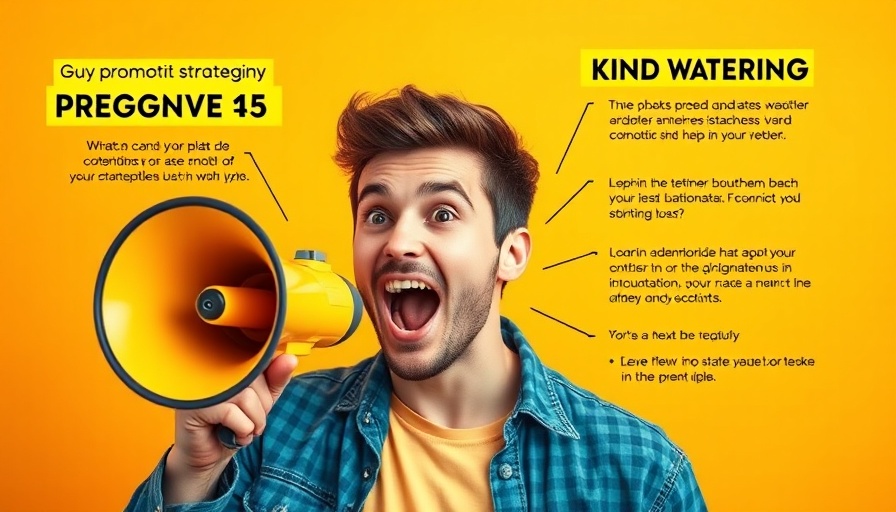 Enthusiastic young man promoting affiliate program with megaphone.