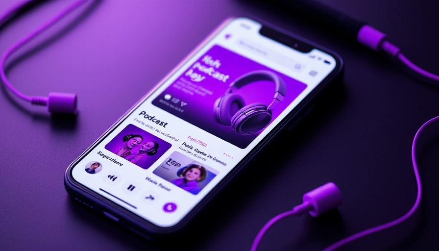 Sleek podcast app interface with vibrant colors for starting a successful podcast.