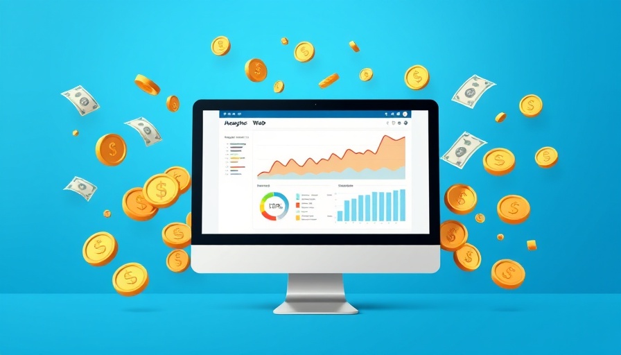 Digital illustration of revenue generation techniques on a laptop screen.