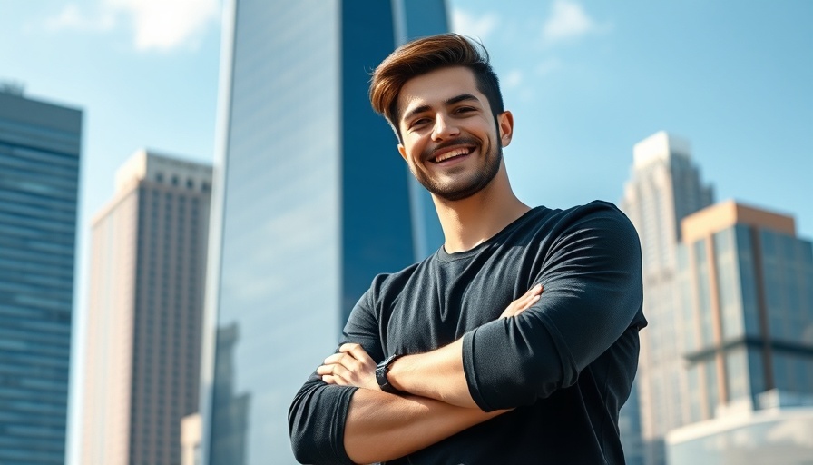 Confident young man on niche specialization background.