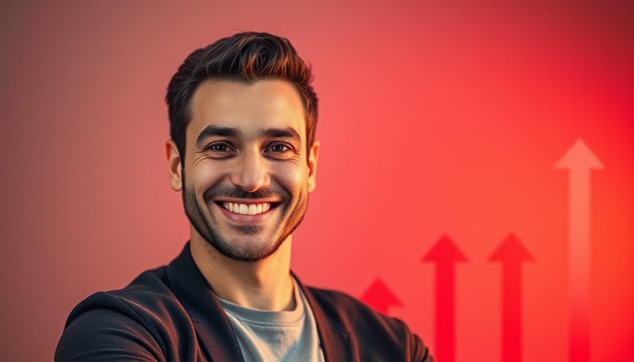 Motivational poster with smiling man and growth graph about finding dates.