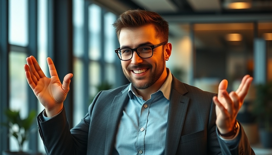 Confident man in an office highlighting financial success.