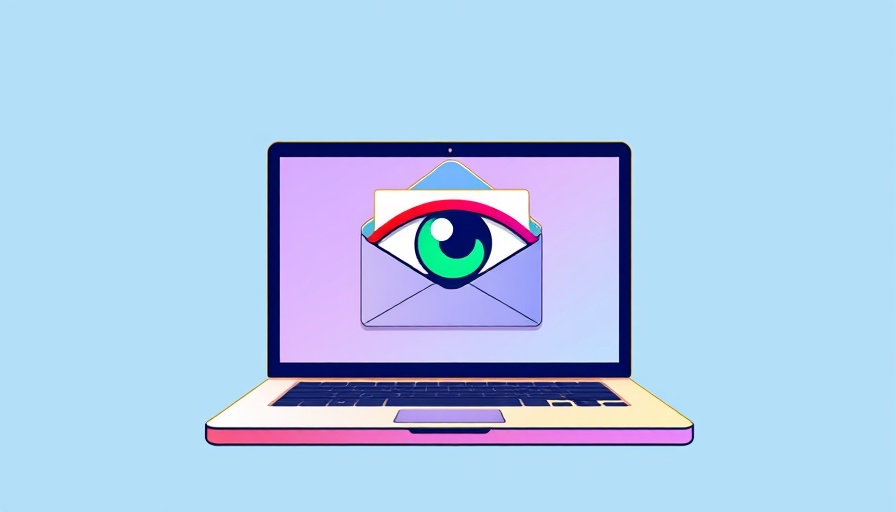 Colorful eye symbol on laptop screen for colorblindness accessibility in email