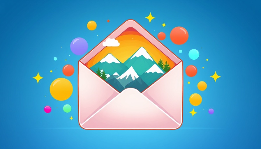 Graphic of accessible design in email marketing with colorful envelope.