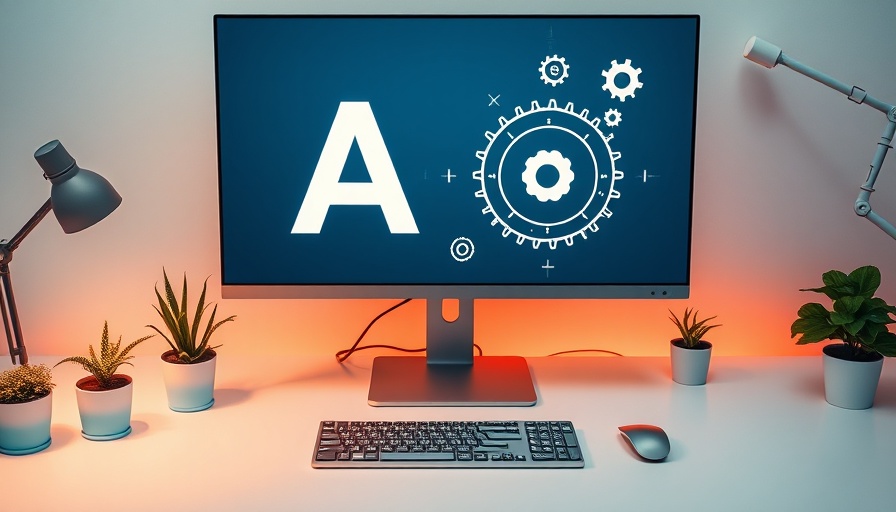 Modern office setup showcasing typography on monitor for web safe fonts.