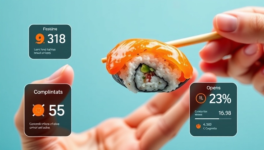 Sushi-themed email design illustrating image-only emails with statistics.
