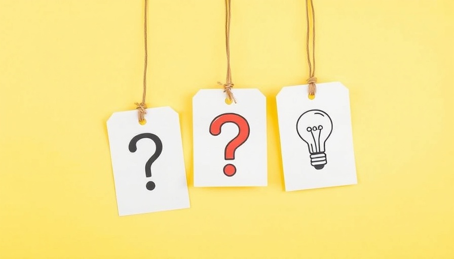 Brainstorming techniques for writing emails: concept image with question marks and light bulb tags.