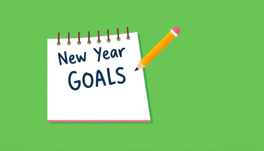 Notepad with New Year goals and pencil, representing email marketing strategy planning.