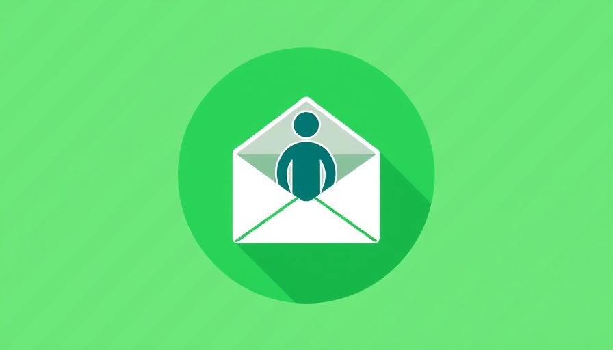 Minimalistic icon representing email marketing strategy on green striped background