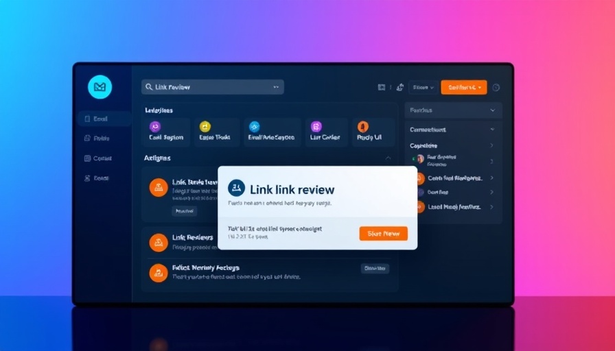 Email marketing strategy dashboard with link review interface.