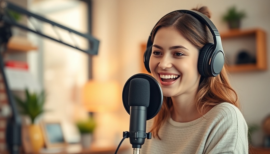 Young woman recording podcast on GetResponse affiliate program