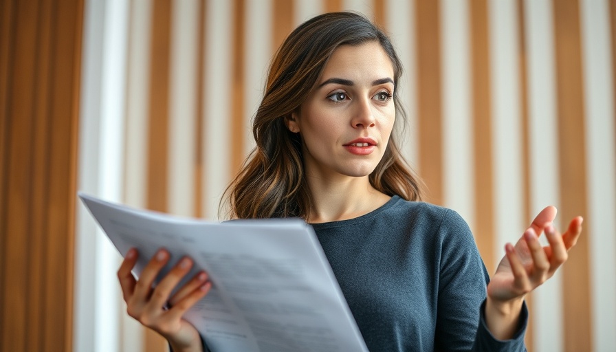 Focused woman explaining email marketing strategy in an office setting.