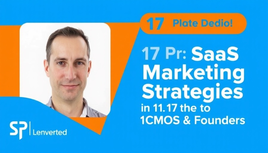SaaS marketing strategies header with portrait and text.