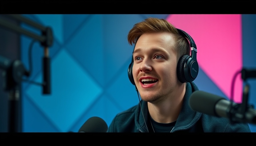 Young man podcasting, discussing website traffic generation methods.