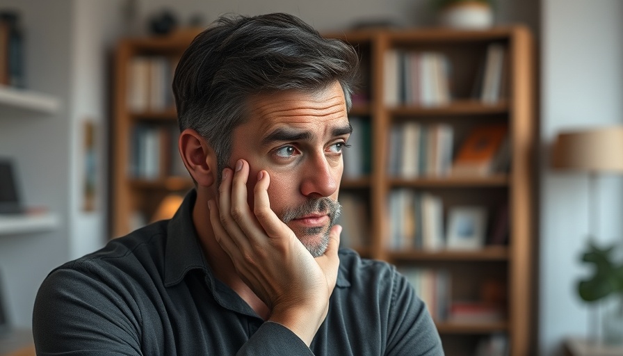 Thoughtful man in studio increasing website traffic focus.
