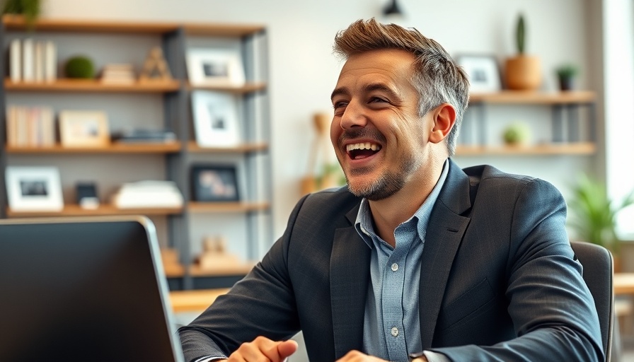 Man discussing starting a marketing agency in an office setting.