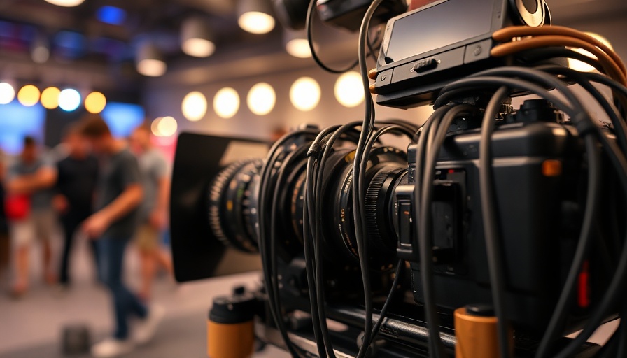 Automated video production setup with cables and equipment in a studio.