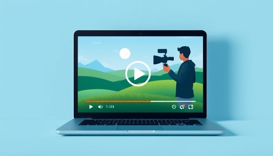 Minimalistic video player illustration on a laptop for video marketing strategy.