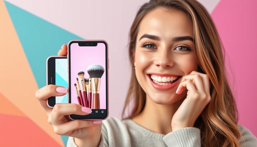 Woman demonstrating makeup brushes, short-form video advertising strategy.