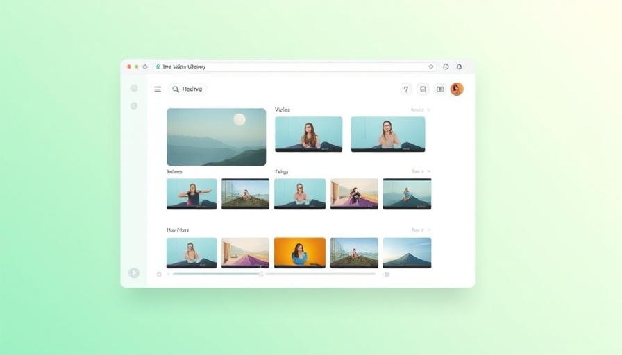 Minimalist UI for video marketing strategy with video library.