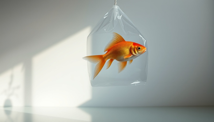 Goldfish in a clear bag, streamlined concept for video marketing strategy