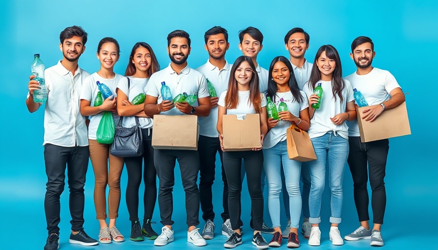 Young adults with recyclables promoting the concept to recycle your content.