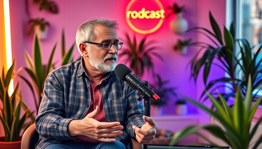 Man discussing video marketing strategies in a podcast studio.