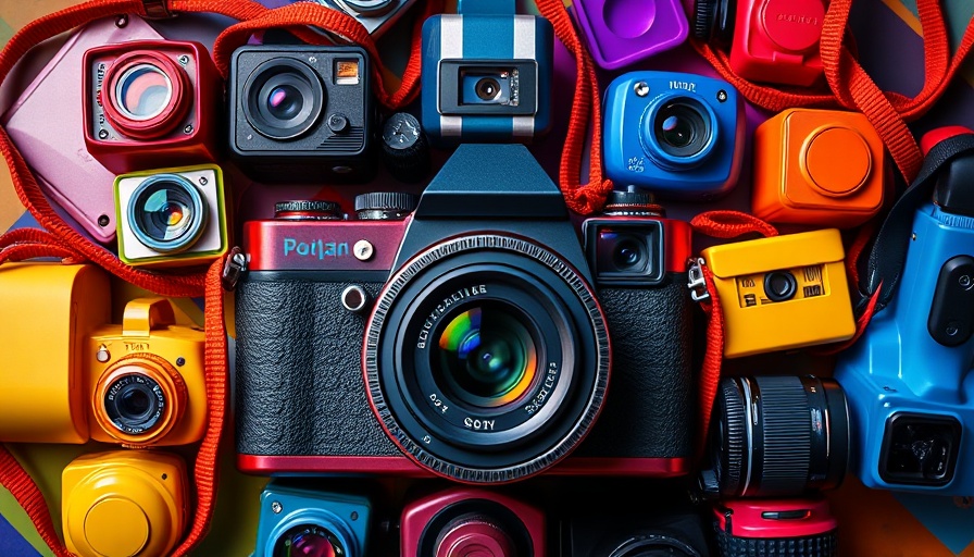 Creative camera collage illustrating video marketing strategy