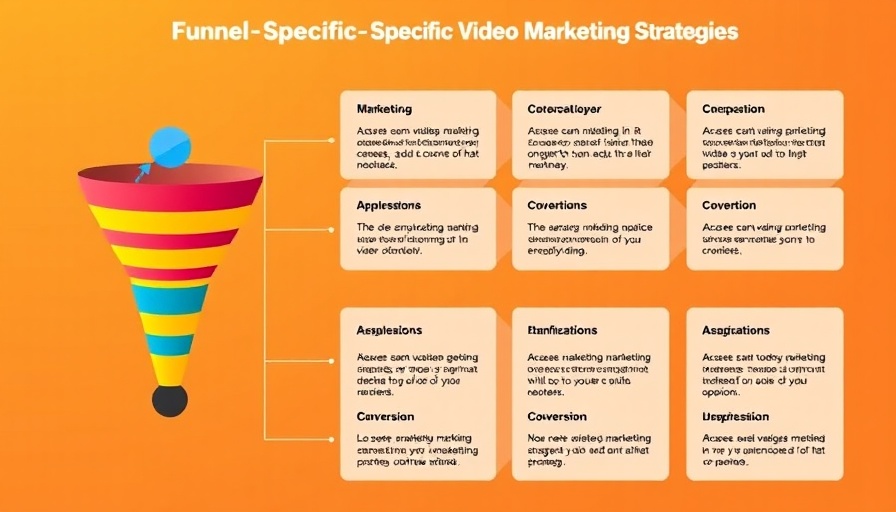 Colorful infographic on funnel-specific video marketing strategies.