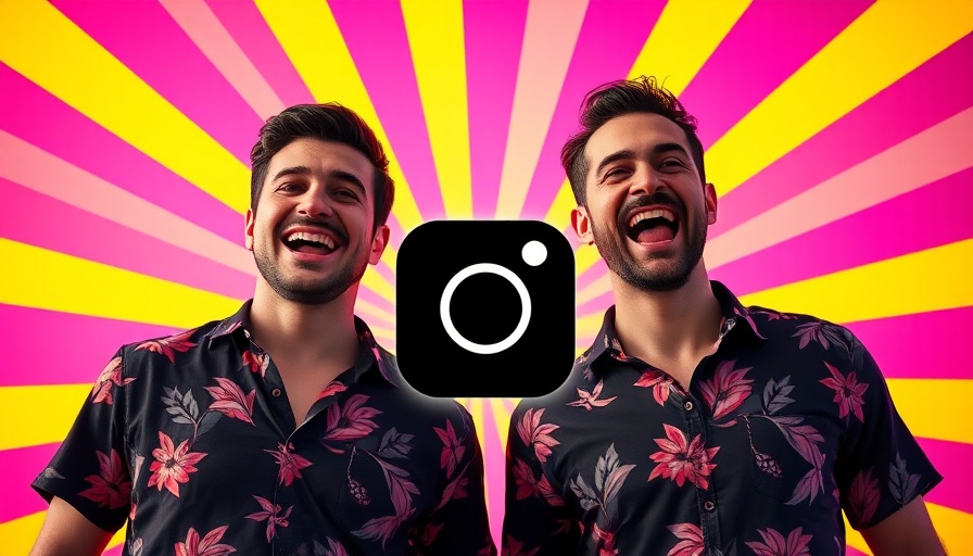 Instagram marketing strategy graphic with enthusiastic men and dynamic colors.