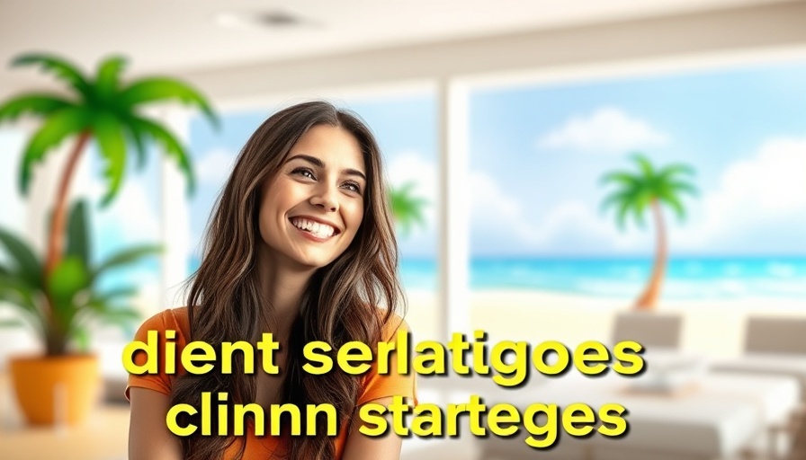 Happy woman discussing ideal client strategies with text overlay.