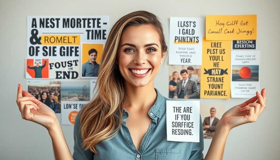 Woman presenting vision board ideas for setting goals for 2025.