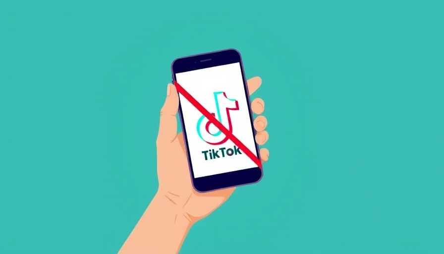 Visual representation of the US TikTok ban with phone and crossed-out logo.