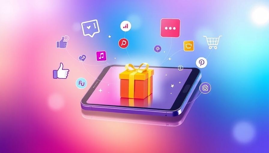 Colorful illustration of live social shopping on a smartphone.
