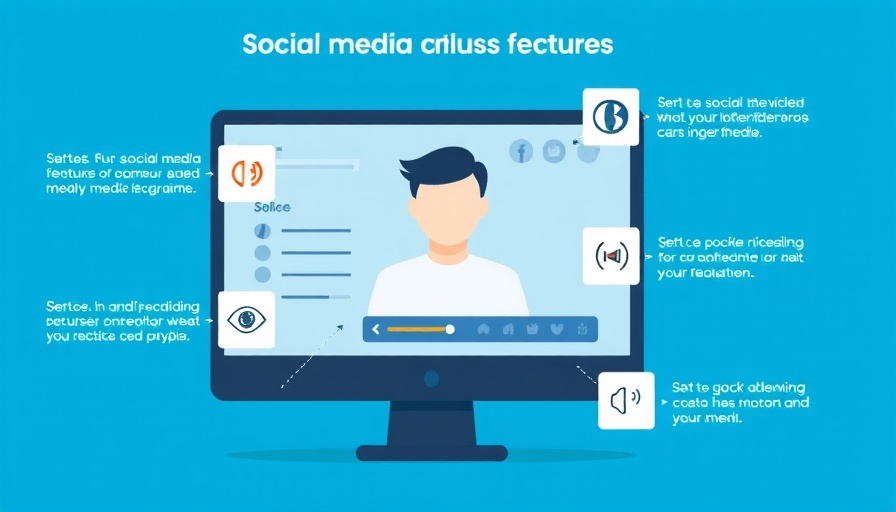 Illustration of social media accessibility best practices with icons and symbols.