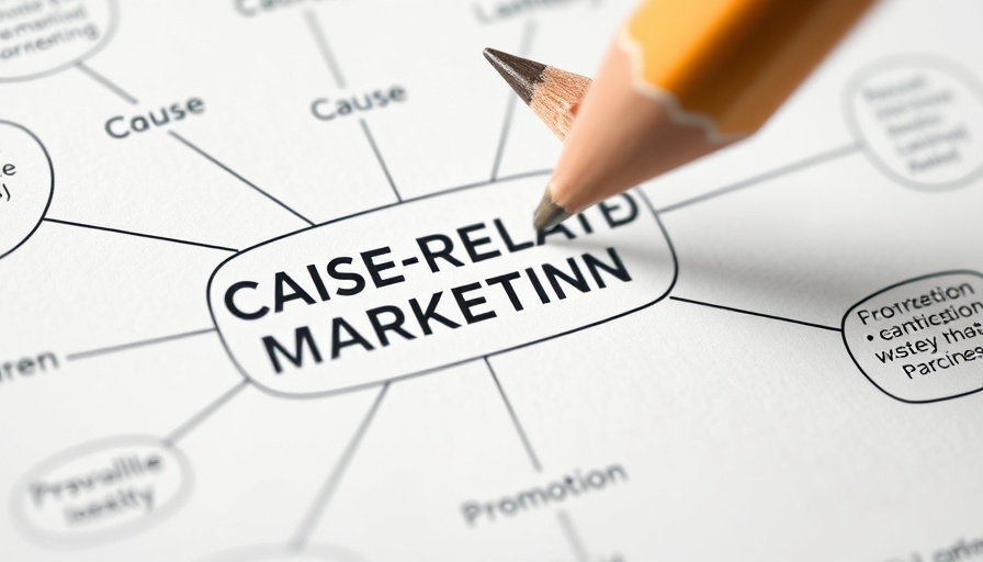 Cause-related marketing strategy diagram with pencil close-up.