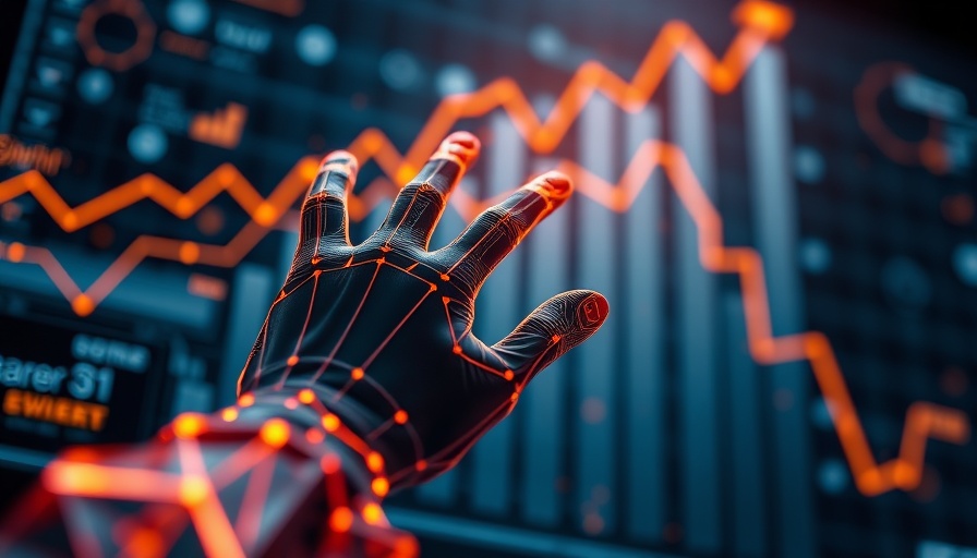 Futuristic digital hand with rising graph bars, symbolizing the future of organic traffic.