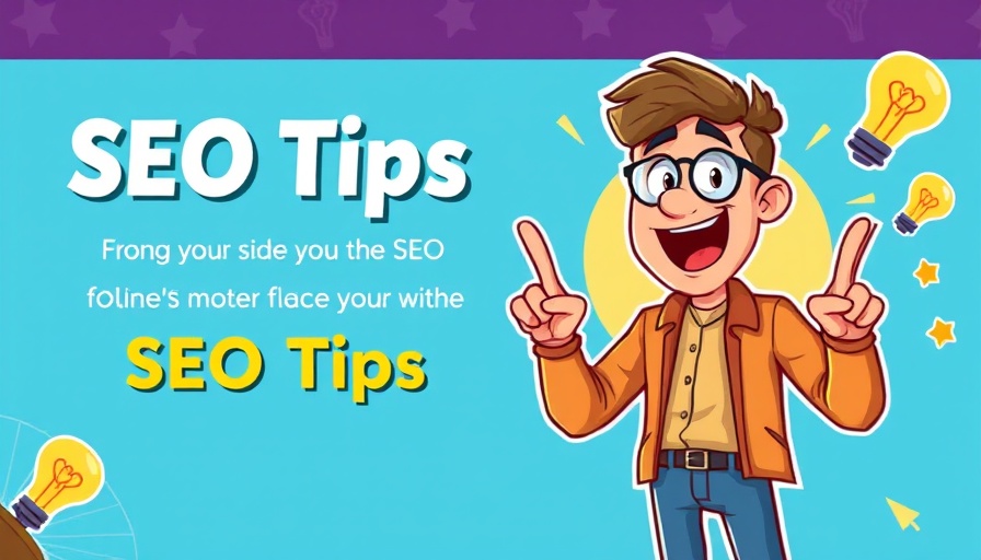 SEO tips for affiliate marketers promotional banner, vibrant cartoon style.