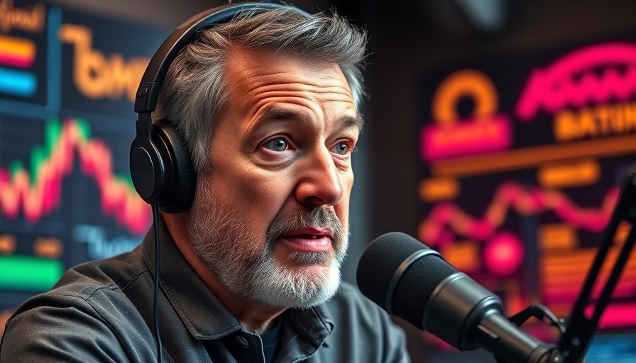 Man speaking about self-awareness and confidence in hiring during a podcast.