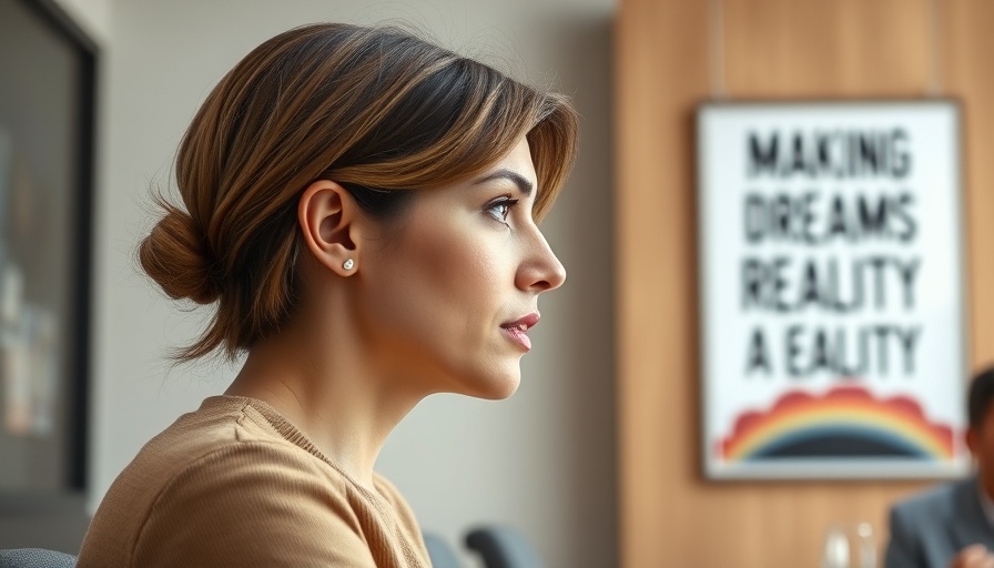 Profile of a woman discussing social media strategy at a conference.