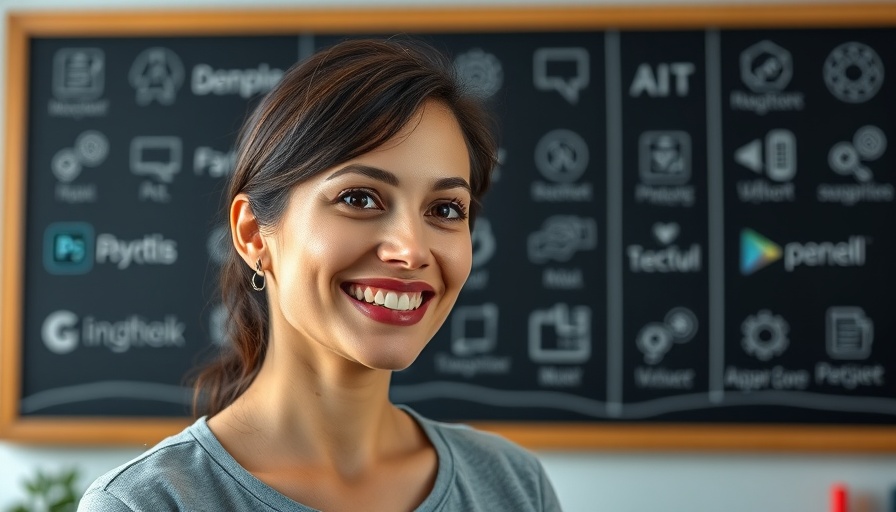 AI tools for video editing with a woman showcasing them.