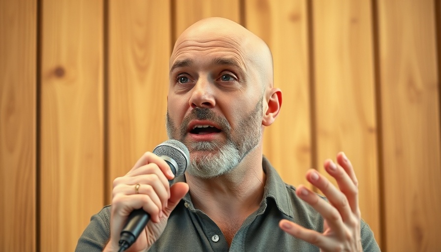 Bald man discussing how to start a blog with enthusiasm.