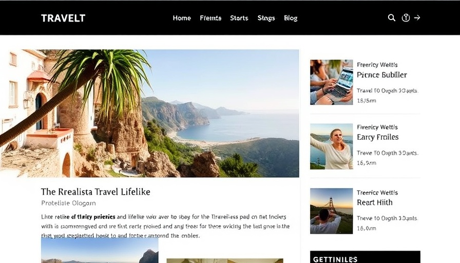 Contemporary blog site design with travel article